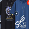 啄木鳥(niǎo)（TUCANO）純棉短袖t恤男夏季美式寬松休閑t恤男款青少年學(xué)生男士高端短袖衫 黑/月亮魚(yú)+霧霾藍/SMILE白 2XL （重155-170斤高175-180） 曬單實(shí)拍圖