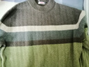 恒源祥510G100%純羊毛衫男粗針加厚毛衣秋冬新款條紋針織衫打底衫男 果綠 3XL 190/104A(125) 曬單實(shí)拍圖