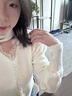FSHE蕾絲針織衫女2025秋冬新款掛脖V領(lǐng)內搭短款小個(gè)子洋氣上衣毛衣女 白色 均碼 曬單實(shí)拍圖