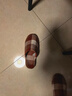 無(wú)印良品（MUJI）男女通用 棉法蘭絨 厚底拖鞋 男鞋女鞋秋冬季 磚紅色格紋 36 曬單實(shí)拍圖