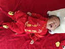 啟芽（YAUP）嬰兒大紅色連體衣春秋套裝寶寶百天衣服新生兒長(cháng)袖爬服純棉滿(mǎn)月服 平安喜樂(lè )【春夏長(cháng)袖】送帽子襪子 59cm 【滿(mǎn)月禮】0-3個(gè)月/8-12斤 曬單實(shí)拍圖