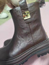 Ehangy不臃腫羊皮毛一體雪地靴女冬加絨加厚真皮厚底短靴英倫風(fēng)馬丁靴子 黑色 39 曬單實(shí)拍圖