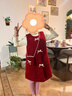G.duck小黃鴨女童連衣裙秋冬款兒童紅色背心裙子套裝女大童冬季過(guò)年衣服 背心裙+包包 120 建議110-120cm6-7歲 曬單實(shí)拍圖