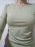 徽昂瑜伽服女運動(dòng)服長(cháng)袖t恤緊身速干衣健身服上衣V領(lǐng)褶皺收腰豆綠L 曬單實(shí)拍圖