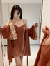 莫代爾睡衣性感方便房事女2025年新款秋冬金絲絨吊帶睡裙感純欲風(fēng)家居服 玫瑰金套裝【睡裙+外袍+腰帶】 L 【105-120斤】 曬單實(shí)拍圖