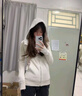 修身衛衣女美式連帽新款休閑運動(dòng)外套秋季百搭長(cháng)袖小個(gè)子開(kāi)衫上衣 白灰色 M 【推薦95-110斤】 曬單實(shí)拍圖