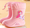 牧萌兒童雨鞋男童女童防水立體寶寶防滑耐磨卡通雨靴 粉色美人魚(yú) 19碼 曬單實(shí)拍圖