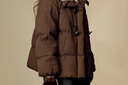 茵曼羊羔毛領(lǐng)牛角扣厚羽絨服2025冬女裝新款短面包服外套 深咖色 S 曬單實(shí)拍圖