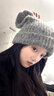 蕉京秋冬毛線(xiàn)堆堆帽大頭圍百搭灰色冷帽保暖帽子情侶顯臉小護耳針織帽 灰色 54-62cm（有彈性） 曬單實(shí)拍圖