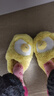 細細條 情侶卡通可愛(ài)小綿羊棉拖鞋男女冬居家包跟防滑保暖防滑月子鞋ins 毛絨小橘子 半包款 檸檬黃 38-39 曬單實(shí)拍圖