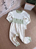 婧麒（JOYNCLEON）新生嬰兒衣服純棉秋款初生男女寶寶春秋睡衣分體打底內衣套裝 蒲公英綠色+蒲公英咖色 80 cm 曬單實(shí)拍圖