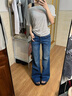 衣品元微喇牛仔褲女深藍竹節紋美式復古低腰顯瘦2025冬季新款百搭不貼腿 牛仔藍 L （100-110斤） 曬單實(shí)拍圖