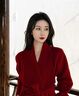ONEDEW國際品牌婚慶雙面呢羊絨大衣女冬季感圣誕紅色中長(cháng)款羊毛呢外套女 紅色 【禮盒包裝+JD送貨上門(mén)】 XS 適合105斤以下 曬單實(shí)拍圖