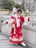 安妮優(yōu)兒（Anneyol）漢服女童冬款女孩古裝過(guò)年國風(fēng)秋冬季唐裝2025新款冬裝兒童拜年服 紅色【送包包+毛領(lǐng)】 120 曬單實(shí)拍圖