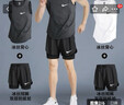 NBA VIBE健身背心跑步速干體育馬拉松運動(dòng)田徑訓練三分套裝短褲男女 黑色背心+假兩件短褲【nk】 2XL【建議150-170斤】 曬單實(shí)拍圖