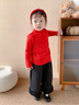嘟嘟家兒童打底衫拜年服冬款寶寶長(cháng)袖t恤冬裝男童過(guò)年衣服女童新年童裝 紅色 100 曬單實(shí)拍圖