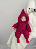 優(yōu)奇嬰兒衣服冬季棉服超洋氣可愛(ài)嬰幼兒連帽保暖外出爬服寶寶衣服冬天 星星紅 66cm 曬單實(shí)拍圖