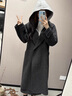 BSIEE趙昭儀同款BSiEE本澀2025冬新款設計感撞色拼接帽子中長(cháng)毛呢大衣 灰色 M 曬單實(shí)拍圖