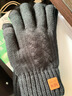 韓版針織毛線(xiàn)手套女冬季加絨加厚騎車(chē)保暖觸屏雙層拼色手套秋冬 女士雙層加絨加厚藍色 曬單實(shí)拍圖