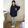 PMOG美式復古蜘蛛俠衛(wèi)衣加絨印花連帽衛(wèi)衣女新款外套秋情侶上衣ins X.黑色.X薄款 L 105-120斤 曬單實拍圖