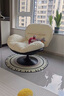 雅即（YAJI）北歐風(fēng)單人沙發(fā)椅旋轉蛋殼椅子懶人沙發(fā)客廳臥室家用輕奢休閑躺椅 高級黑拼白色【公仔棉】 360°旋轉【承重力強 】 曬單實(shí)拍圖