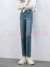 三彩2025秋款修身鉛筆褲牛仔褲高腰九分褲復古小個(gè)子M 霧霾藍 XL 170/76A 曬單實(shí)拍圖
