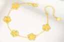 中國黃金（CHINA GOLD）四葉草黃金手鏈女足金鐳射五花朵首飾品新年節生日禮物送女友老婆 【今/次日達】五花四葉草手鏈【A款】約3.9g 曬單實(shí)拍圖