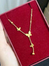 中國黃金（CHINA GOLD）K金項鏈蝴蝶流蘇套鏈鎖骨鏈送媽媽送老婆生日禮物情人圣誕節禮物 約1g 曬單實(shí)拍圖