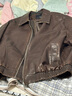 GXG男裝美式皮衣男女同款2024秋季新款夾克 棕色 170/M 曬單實(shí)拍圖