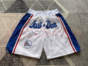 美式刺繡短褲復古寬松籃球褲湖人魔術(shù)隊公牛熱火猛龍勇士76人籃網(wǎng) 76人白色JUST DON L 140-160斤 曬單實(shí)拍圖
