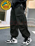 G.duck小黃鴨男童褲子秋季工裝褲2024新款長(cháng)褲中大童秋裝街舞嘻哈寬松褲 黑色 160 cm 曬單實(shí)拍圖