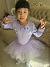GUBPMTSHIM兒童舞蹈服夏季亮片紗裙女童練功服中國舞連體芭蕾舞裙短袖 紫色長(cháng)袖 140cm  曬單實(shí)拍圖
