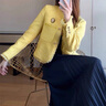 她芙（tafu）品牌女裝短外套女2025春秋新款韓版小個(gè)子小香風(fēng)氣質(zhì)百搭呢上衣 檸檬黃 M 曬單實(shí)拍圖