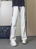 君茵美式三條杠休閑褲男款秋冬加絨學(xué)生酷帥褲子重磅垂感條紋衛褲子男 白花灰 XL 曬單實(shí)拍圖