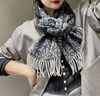 專(zhuān)柜同款 圍巾女士 冬季圍巾 圍脖 羊絨羊毛 秋冬新款 男女同款 羅意同款-提花黑色（180x38cm） 全套專(zhuān)柜包裝 曬單實(shí)拍圖