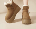 奧古獅登（Agsdon）雪地靴女冬季新款加絨保暖東北棉鞋女厚底棉靴 944264 駝色 38 曬單實(shí)拍圖