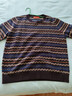 兆君秋冬費爾島提花圓領(lǐng)長(cháng)袖條紋羊絨衫女裝套頭針織毛衣 醬果紫紅 2XL 曬單實(shí)拍圖