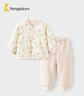 童泰（TONGTAI）寶寶套裝秋冬季純棉夾棉嬰兒衣服兒童內衣薄棉上衣褲子黃色110cm 曬單實(shí)拍圖