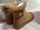 百麗（Belle）厚底增高復古雪地靴女2025冬新商場(chǎng)同款加毛保暖短靴E6W1DDD5 卡其色 37 曬單實(shí)拍圖