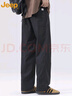 JEEP吉普褲子男士春秋季休閑直筒褲子男寬松純色男褲 黑色 3XL 曬單實(shí)拍圖