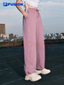 FILA FUSION斐樂(lè )潮牌針織長(cháng)褲女2025秋季新款時(shí)尚寬松純棉休閑褲 灰粉紫-PU M 165/66A/M 曬單實(shí)拍圖