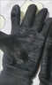 仰朋翻蓋麂皮絨手套冬季保暖防風(fēng)加絨騎行自行車(chē)觸屏防滑防寒露指手套 加長(cháng)碗口JP麂皮絨翻蓋黑 曬單實(shí)拍圖