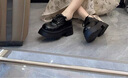 百麗踏復古少女學(xué)院風(fēng)黑色漆皮厚底系帶小皮鞋女校園日常穿搭百搭單鞋 亞光加絨 38 (240mm) 【標準尺碼】 曬單實(shí)拍圖