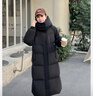 鴨鴨（YAYA）長(cháng)款羽絨服女2025冬新款韓版時(shí)尚咖色休閑過(guò)膝連帽外套女 黑色 M  曬單實(shí)拍圖