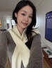OEMG羊毛純色交叉三角披肩外搭女春秋韓版文藝休閑時(shí)尚百搭護肩頸圍巾 米白【羊毛百搭】 【140CM】羊毛款潮流百搭保暖 曬單實(shí)拍圖
