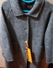 白鹿語(yǔ)翻領(lǐng)大口袋毛呢大衣25冬季新款羊毛混紡長(cháng)款雙面呢女 花灰色 S 曬單實(shí)拍圖