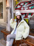 佐敘撞色羽絨棉服女冬季2025新款面包服加厚棉衣休閑格子立領(lǐng)棉襖外套 鵝黃色 L （110-130斤） 曬單實(shí)拍圖