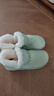京東京造高幫棉拖鞋男羽絨布毛絨防風(fēng)包腳跟棉拖鞋女款淺綠色37-38 JZ1223 曬單實(shí)拍圖