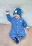 馬卡樂(lè )秋冬新款嬰幼兒童夾棉連體衣爬服哈衣睡衣 寶藍圍巾小熊 90cm 曬單實(shí)拍圖