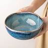 悠瓷（youcci）高級感窯變釉藍色餐具陶瓷面碗飯碗湯碗成套歐式家用復古不規則碗 云夢(mèng)-6.5英寸不規則面碗-碧藍 曬單實(shí)拍圖